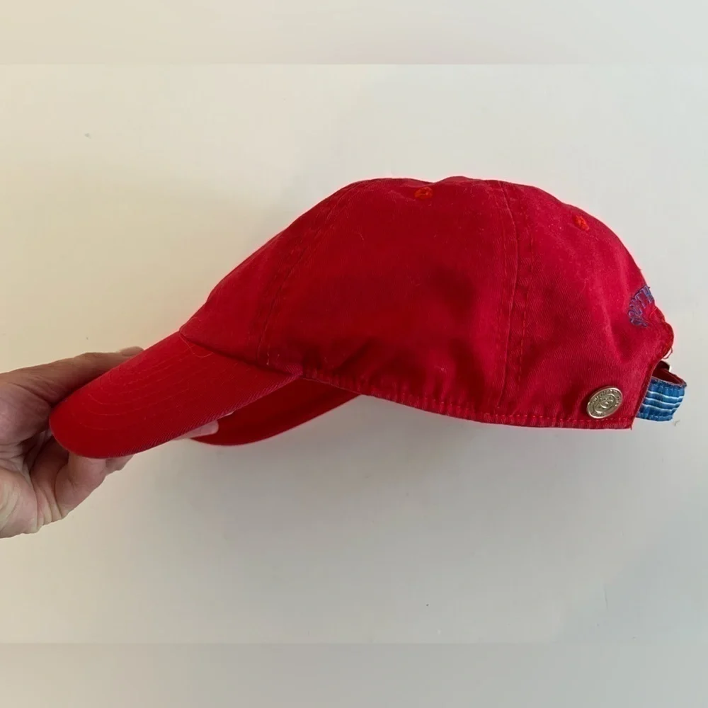 Southern Tide red embroidered fish Skipjack baseball cap sz L adjustable